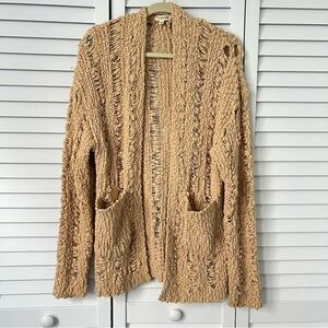 Earthbound boho chunky knit crochet open front cardigan size medium